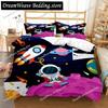 Cartoon Astronaut Digital Print Polyester Bedding Sets Child Kids Covers Boys Bed Linen Set for Teens Bedding Set Luxury Gift