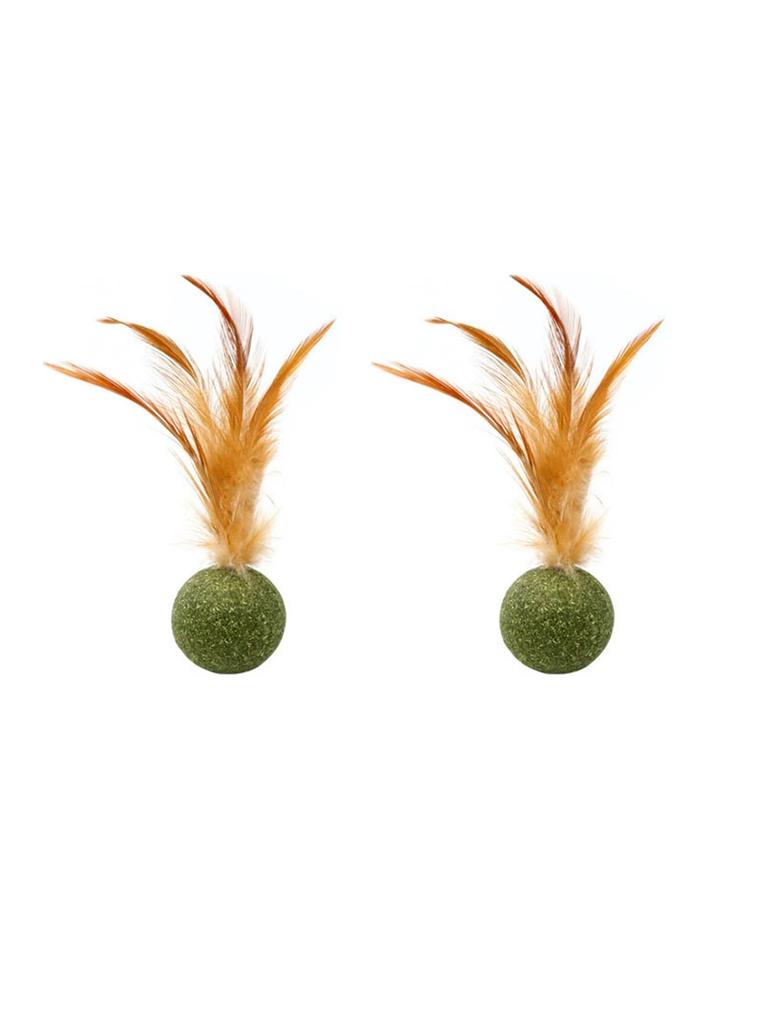 Cat Toy Ball Feather Funny Cat Mint Ball Plus Feather Mint Ball Throwing Toys Interactive Plush Toys Catnip Pet Supplies