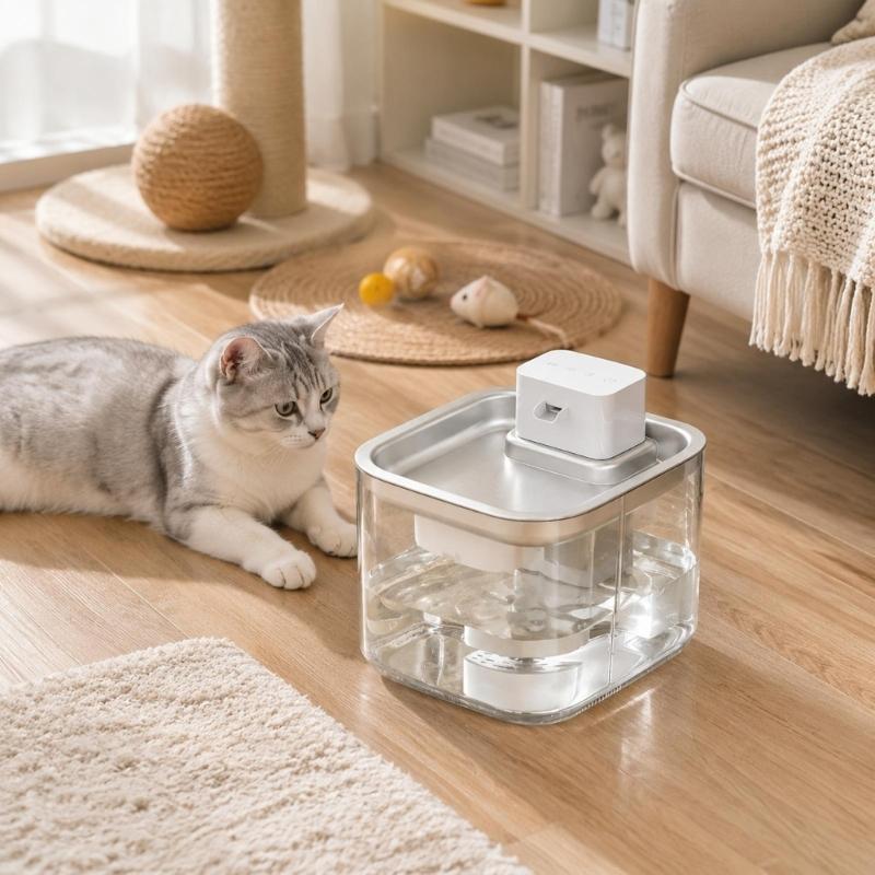 Pet Water Dispenser for Felines and Small to Medium Dogs, Approach-Activated Cycle with 3.1 L Capacity and 6 Filters