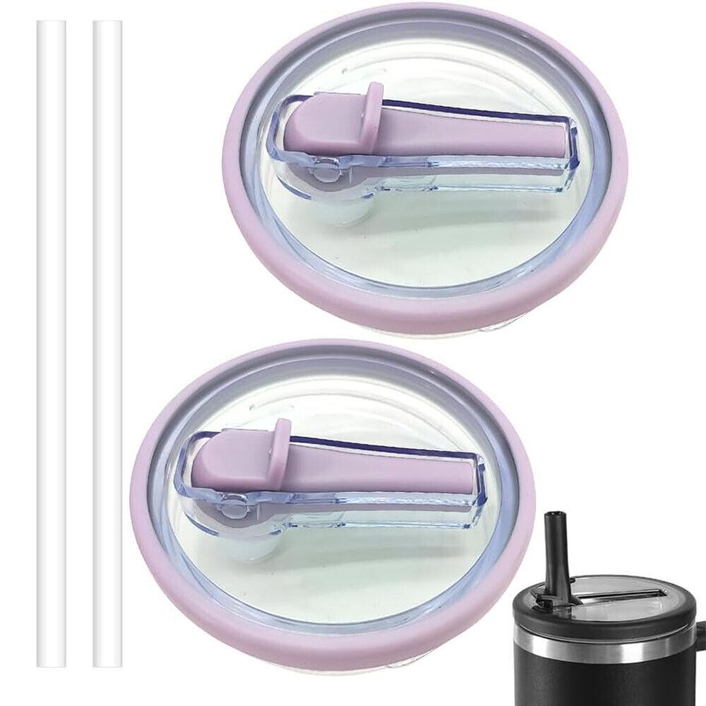 2pc 40oz New Threaded Suction Nozzle Cup Cover Roller Straw Replacement Cup Cover Splash Proof Cover Available In Multiple Colors