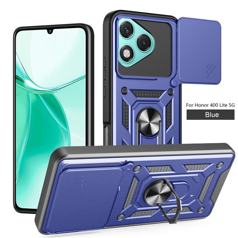 For Honor400Lite 5G Case Slide Camera Lens Armor Cover for Honor 400 Lite Honer 400Lite Light 5G Car Magnetic Ring Holder Coque