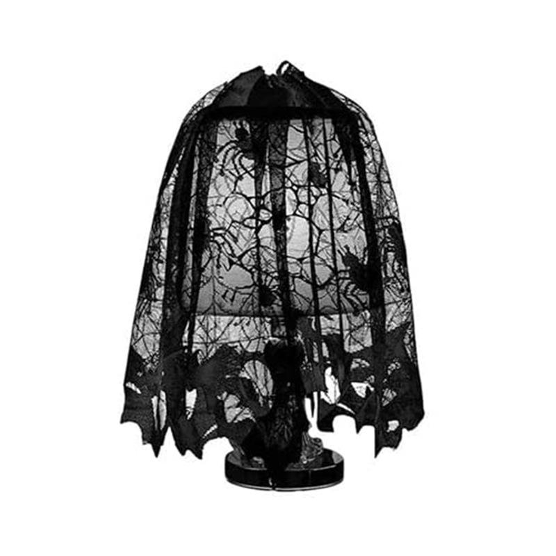 Halloween Lace Table Runner Black Spider Web Tablecloth Fireplace Cover Mantel Halloween Decor Door Curtain Home Party Props