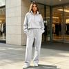 Women's Lined Half Zip Hoodie and Wide Leg Pants 2 Piece Sweatsuit for Fall Winter