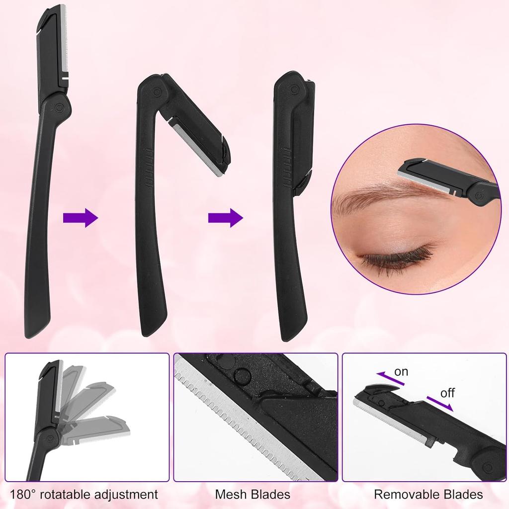 Eyebrows Razor, 5-in-1 Eyebrow Set, Eyebrows Trimmer Kit, Professional Eyebrow Grooming Set Including Comb Tweezers, Scissors, Brow Razors, Brush for