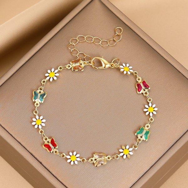 Modisches Süßes Blume Gänseblümchen Armband für Frauen Mädchen Y2K Accessoires Handgefertigt Buntes Perlenarmband Boho Sommer Pulseras Schmuck
