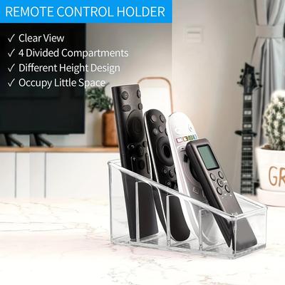 1 Stück Transparenter Kunststoff Fernbedienungshalter mit 4 Fächern - Ideal für Home Entertainment, Büro- und Schulorganisation, Des