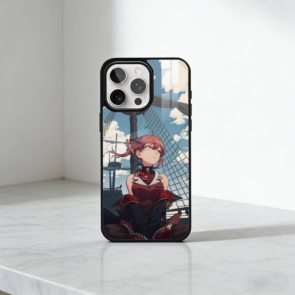 Houshou Marine Holo Pronted Phone Case For iPhone17,16,15,14,13 Plus,Pro Max Magnetic For Magsafe Wireless Charging