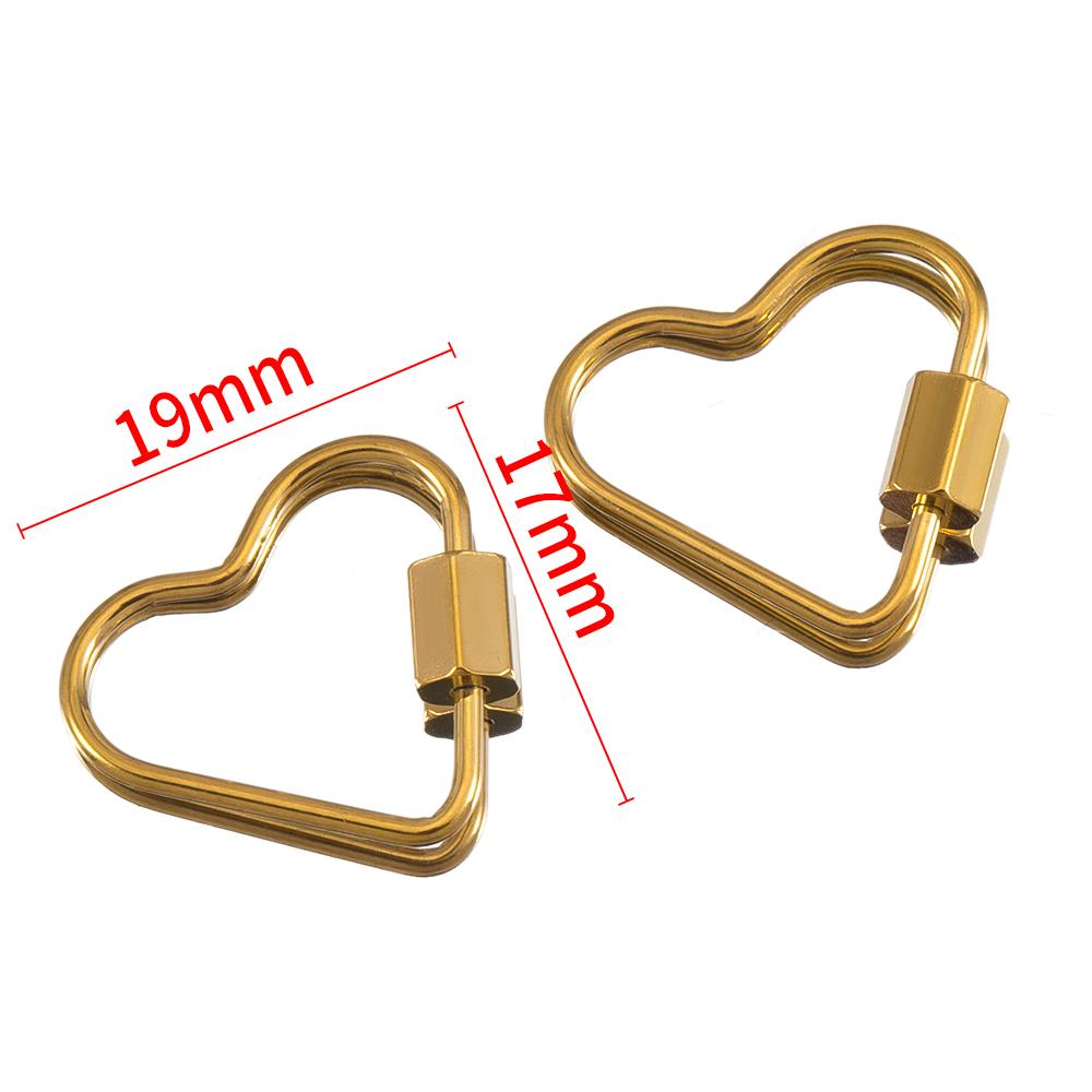 5pcs Stainless Steel D Oval Heart Shape Locking Carabiner Screw Clip Link Hook For DIY Keychain Holder Necklace Jewelry Making
