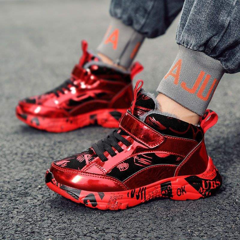 Boys cotton shoes 2025 new winter thickened and velvet two cotton sports shoes children's autumn and winter warm boys shoes tide