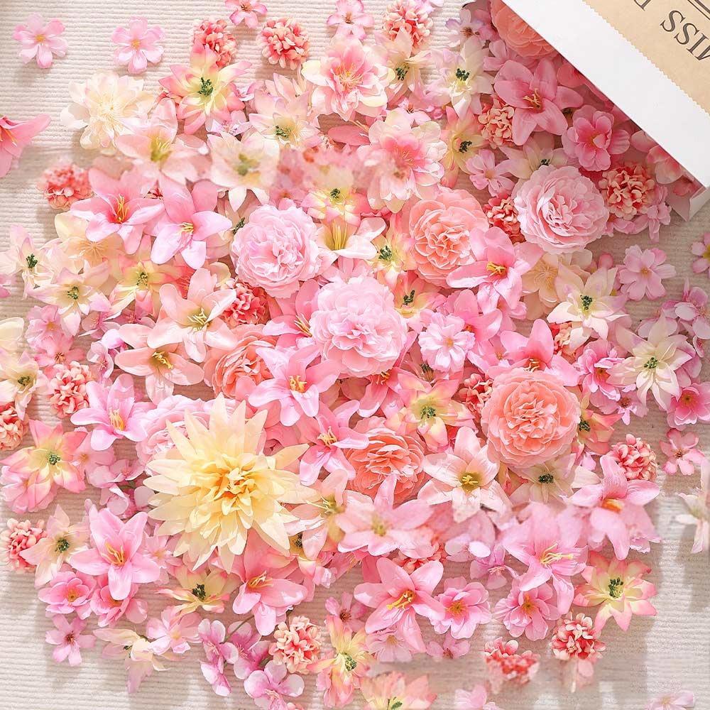 20 Stück Kreative Mehrfarbige Künstliche Blumenköpfe Seiden-Kopfschmuck Seiden-Pfingstrosen-Blumen-Ornament Hochzeits-Simulationsblumen-Geschenk