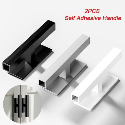 2Pcs ABS Door Handle Self-Adhesive Door Handlebar Fashion Door Knob Kitchen