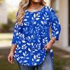 Women's Fashionable Casual Floral Print Plus Size Three-Quarter Sleeve Round Neck Top With Curved.