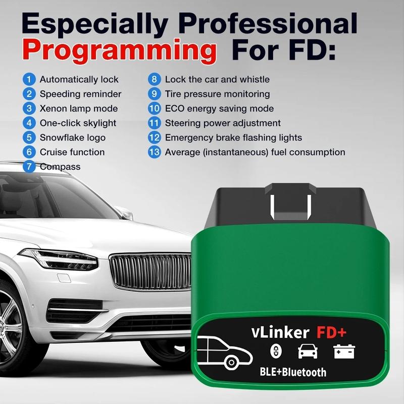 2025 Vgate vLinker FD+ V2.2 ELM327 BT4.0 Wireless  Car Diagnostic Tools OBD 2 Scanner J2534 PK V1.5 ELM 327 For Ford