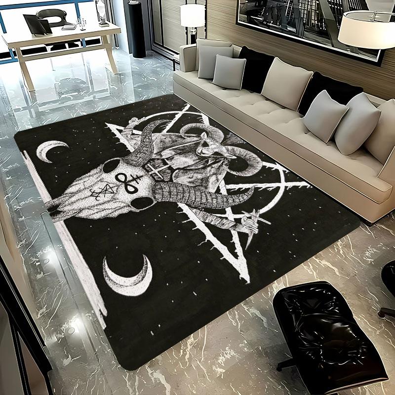 3D HD Printing Mysterious Goat Theme Rug,Carpet for Living Room Bedroom Sofa Doormat Decor,Kid Game Non-slip Floor Mat Alfombra