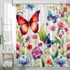 Butterflies And Wildflowers Shower Curtain - Water-Resistant, Easy To Clean, Adds A Nature-Inspired And Colorful Touch To Your