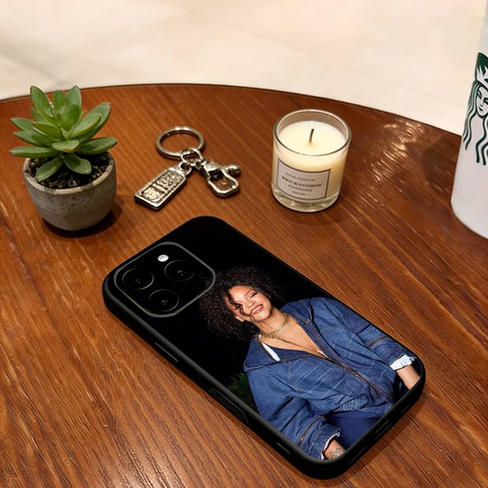 Singer Rihanna Phone Case Soft Silicone black For IPhone 17 16 15 14 13 12 11 X XR Plus Pro Max Plus