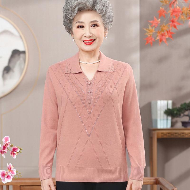 Mom's spring and autumn new thin sweater medium women's clothing large size loose pullover bottoming shirt women's top