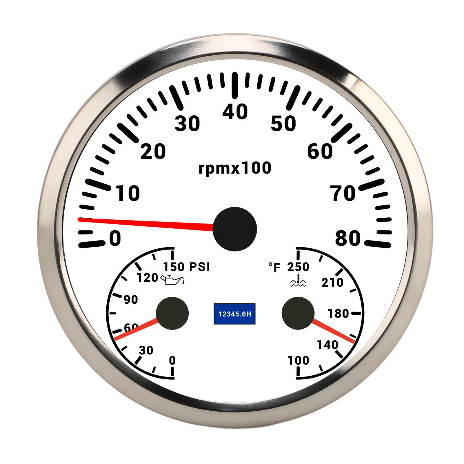 Vestidos Unisex 3 In 1 Speedometer 8000Rpm Tachometer 0 To 150Psi Oil Pressure 100 To 250 Fahrenheit Water Temperature 7 Color