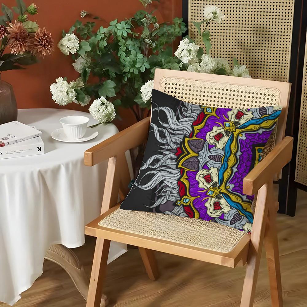 Mandala Pattern Cushion Cover Silky Short Plush Invisible Zipper Dustproof Sofa Pillow Case for Home Decor