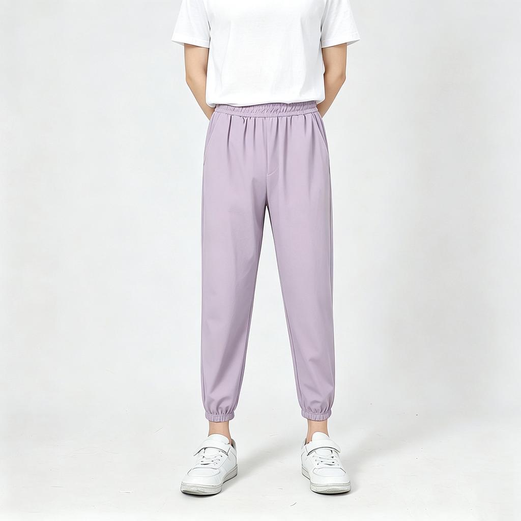 Kids High Waist Flared Pants with Elastic Waistband - Color Stretch Casual for Dance, Yoga and Sports
