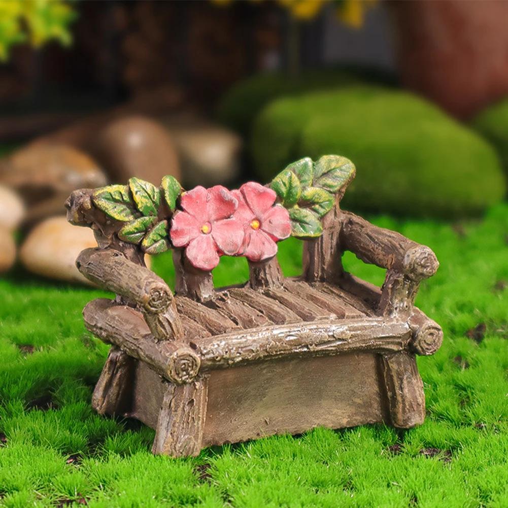 Feengarten-Set, Kunstharz, Miniatur-Feenhaus-Stuhl-Set, Mikro-Landschaftsornamente für Feengarten, Miniatur-Mooslandschaft zum Selbermachen