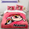 3pcs The Powerpuff Girls4 Cover Set - Personalized Name, HD Printed Bedding with 1 Cover and 2 Pillowcases - Perfect for Home Decor, Easy Care