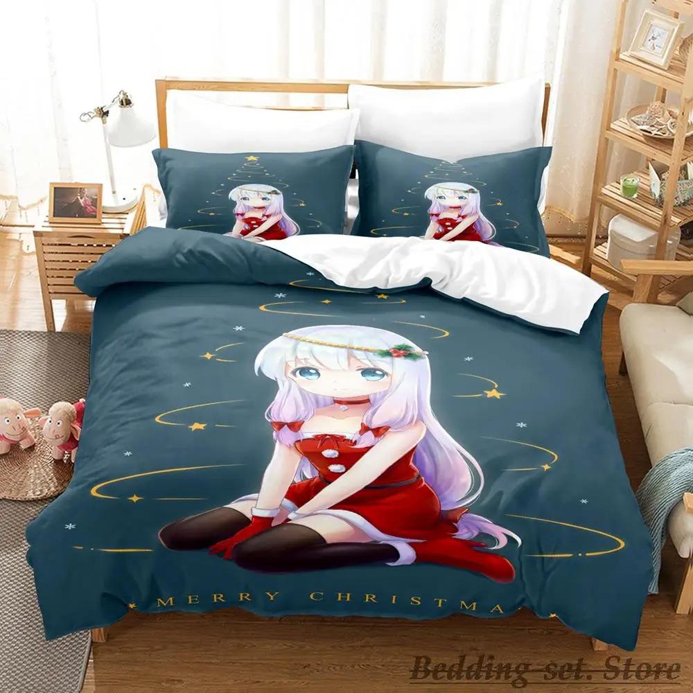 New Sagiri Izumi Bedding Set 3D Anime Cartoon Duvet Cover Kawaii Girls Adult Kid Bedroom 3 Piece Set