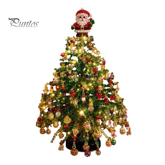 Christmas Tabletop Display Kit DIY Beaded Tree Kit, Faux Crystal Holiday Craft Set Festive Desk Ornament Making for Adults Beginners, Handmade