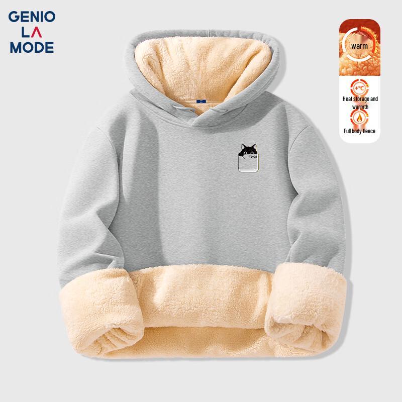 

GENIOLAMODE Men s Heavyweight Fleece-Lined Hoodie with Pocket Cat X Print 2XL