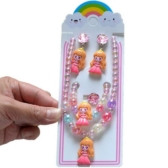 Frozen Princess Kids' Necklace & Bracelet Gift Set for Christmas or Birthday
