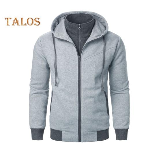 Мужское осенне-зимнее пальто с капюшоном и двойными карманами