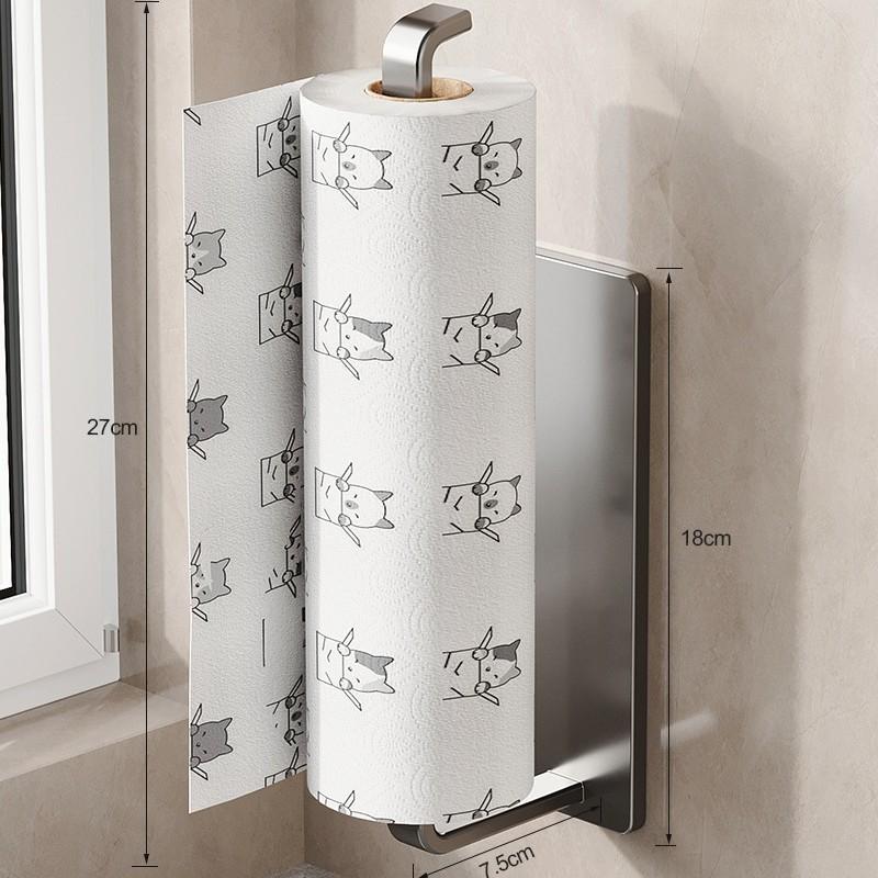No-Drill Kitchen Cabinet Paper Towel and Cling Film Holder, Oil-Absorbing Paper Storage Hanger, Dishcloth Rack.