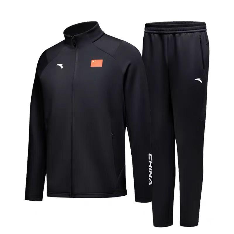 

Anta Stand Collar Letter Print Long Sleeve Comfortable Versatile Elastic Straight Leg Pants Casual Sports Suit Men suit 452430113-1 2XL