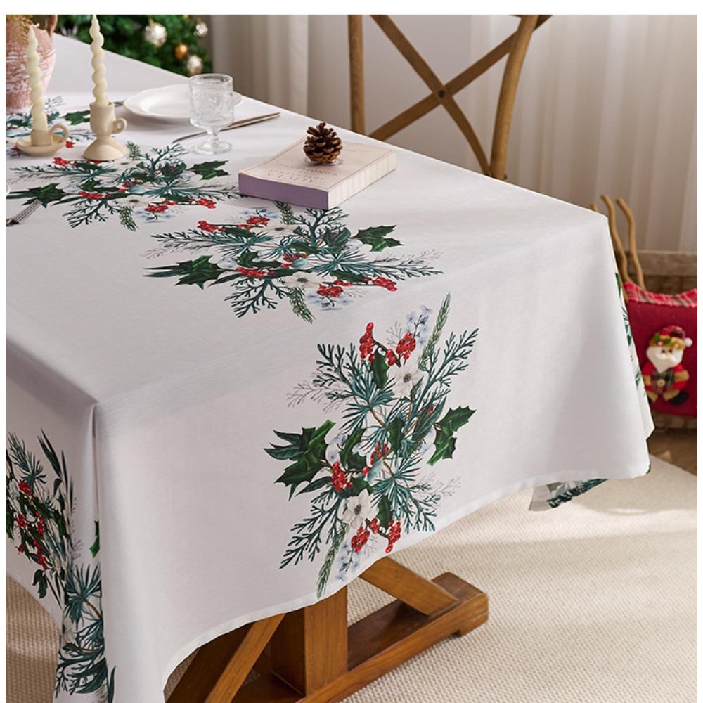 Christmas Themed Waterproof Tablecloth Rectangle Dining Decor Fabric for Kitchen Living Room Coffee Table