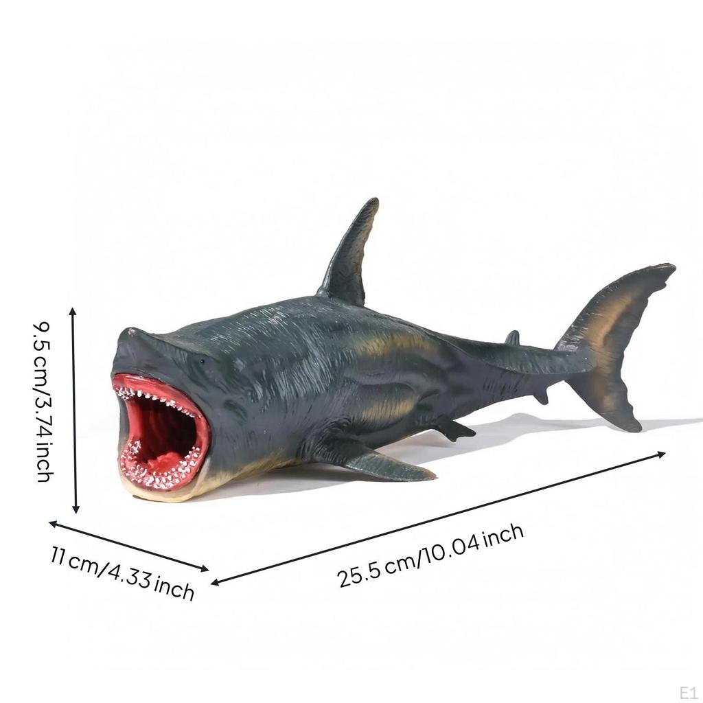 Megalodon Figurine HandPainted Figure Textured Shark 25.5CM Hollow