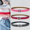 Genuine Leather Ladies' Red Belt, Cowhide Versatile, Simple and Fashionable Jeans, Decorative Belt, Rose Red