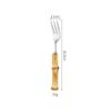 Bamboo Handle Cutlery Set: Solid Wood Steak Knife, Fork, and Spoon with 304 Stainless Steel Retro Design.