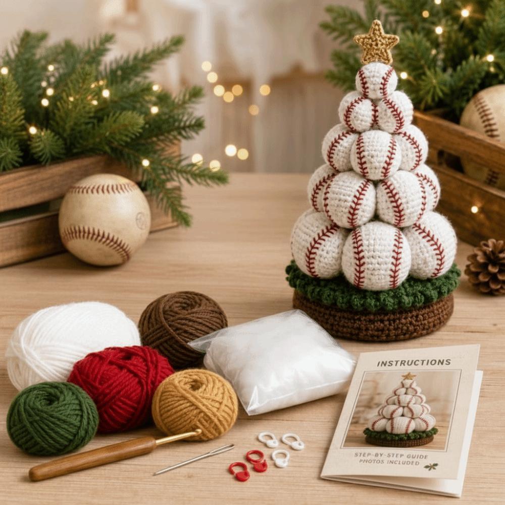 3D Knitted Christmas Tree Craft Set Sports Ball Christmas Tree Material Kit Home Decoration