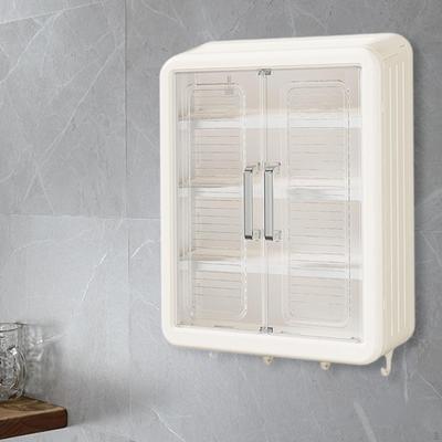 Bathroom Cabinet Organizer Wall Mounted with Doors Storage Rack for