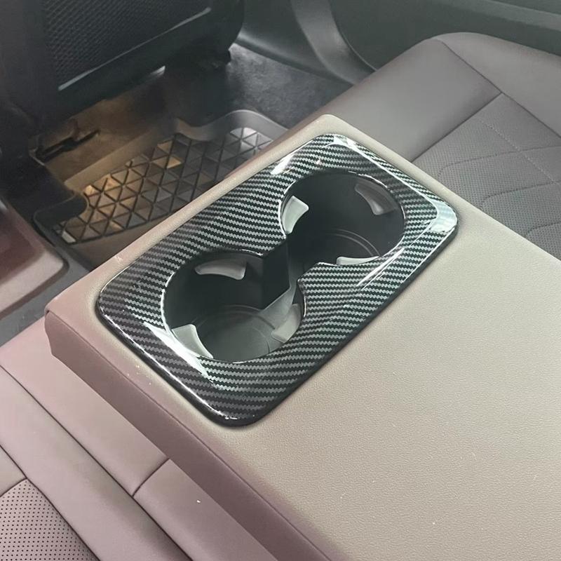Rear Seat Water Cup Holder Cover Decoration Frame Trim For BMW X1 U11 2024 Interior Parts Accessories ABS Carbon Fiber