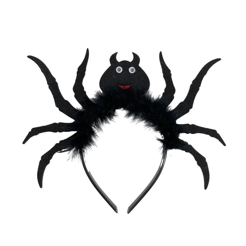Adult Spiders Shape Headband Woman Spa Makeup Hairband Halloween Party Decors чёрный