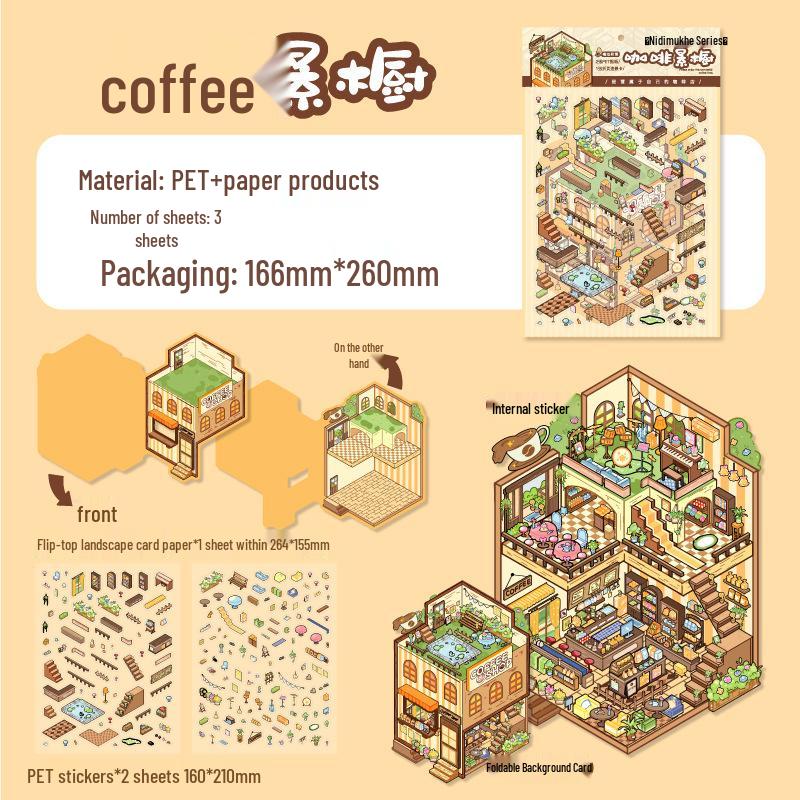 

Miniature 3D Landscape Stackable House Stickers for Children s Quiet Journaling