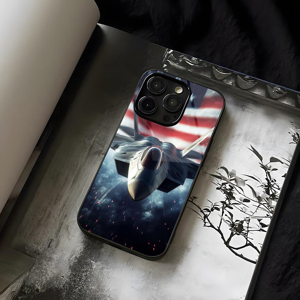 Fighter Plane Poster F-22 Raptor Phone Case For IPhone 14 13 17 12 16 15 11 Pro XS Max Plus Mini X XR Tempered Glass SE2020 Cove