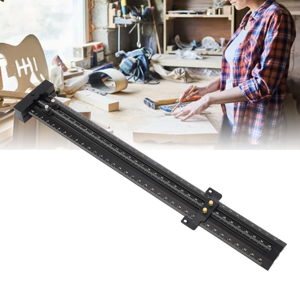 T   Ruler Metal Aluminum Alloy Double Needle Woodworking Line Drawing Parallel Vertical Scribing 35cm