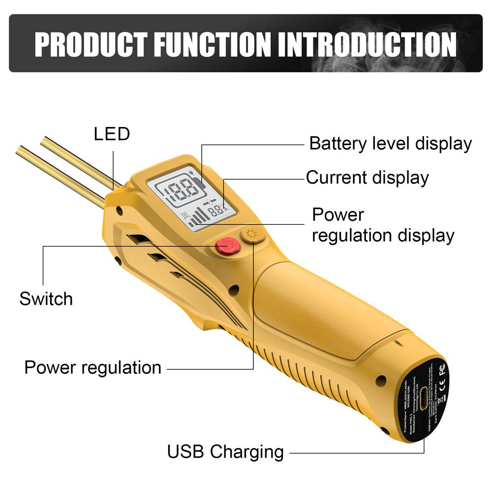 Plastic Welding Gun with 200 Hot Staples 5000mAh Portable Hot Air Welder for Car/Motorcycle Plastic Repairing Quick Heat In 3-5s