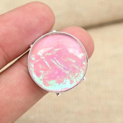Australischer Pink Triplet Opal Edelstein Ring aus massivem 925er Sterlingsilber, handgefertigter Schmuck