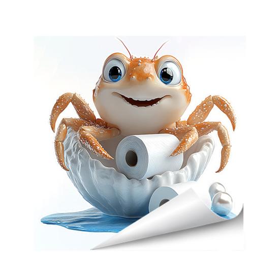 

Cute Animal Toilet Sticker Waterproof Funny Whale/Highland Cow/Crab Toilet Seat Lid Decals DIY Self Adhesive Bathroom Wall Sticker F