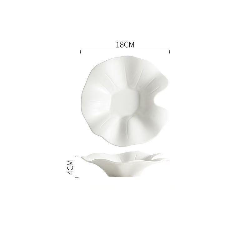 Ceramic Plates, Tableware, Household Soup Bowls, Art of Dining Tables, Irregular Lotus Leaf Soup Plates, Kitchen Utensils
