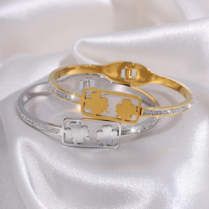 Vierblättriges Klee Mode Paar C-förmig Hand Leichter Luxus Ing Vielseitiges Armband