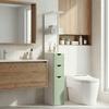 Slim Bathroom Storage Cabinet, Tall Bathroom Floor Cabinet with 2-Tier Shelf and 2 Drawers, White and Light Green